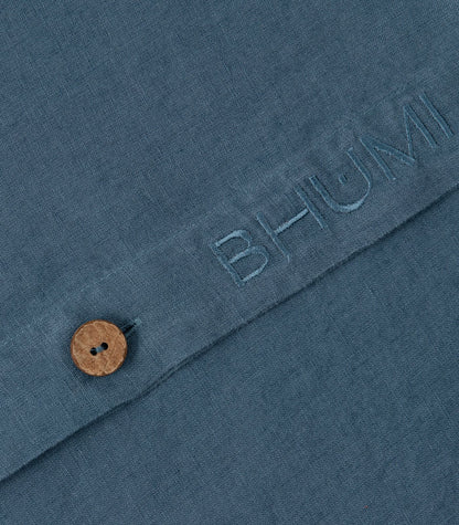 Bhumi Organic Cotton - Linen Plain Quilt Cover Set -  Indian Teal