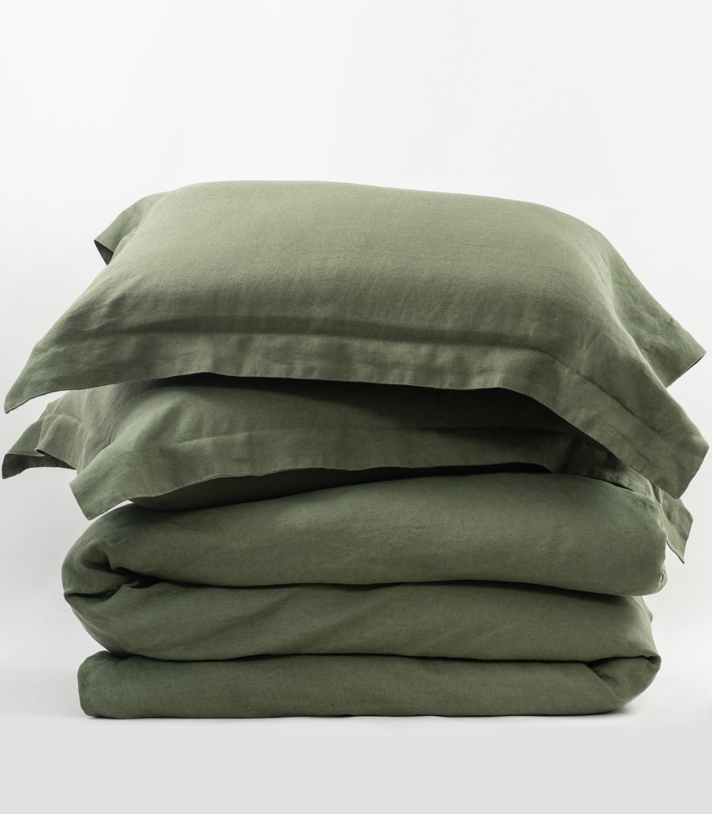 Bhumi Organic Cotton - Linen Plain Quilt Cover Set - Bronze Green