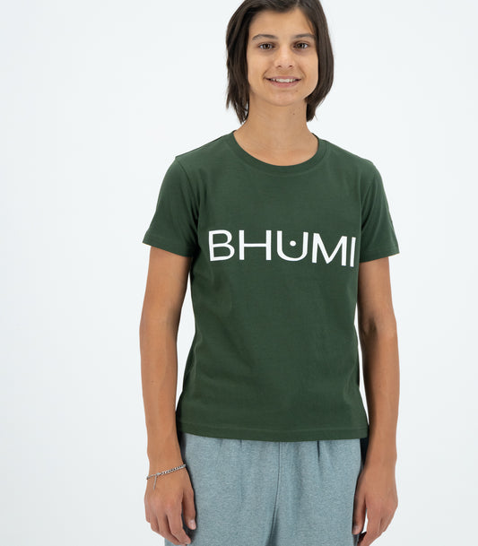 Bhumi Organic Cotton - Kids Basic Tee - Logo  - Kombu Green