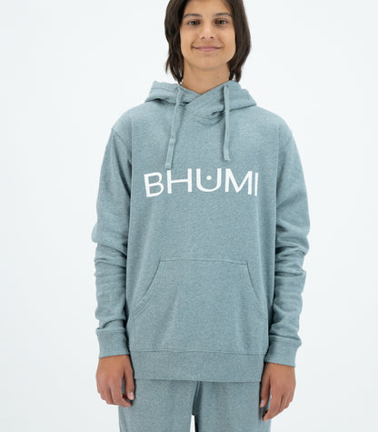 Bhumi Organic Cotton - Kids Hoodie - Logo - Turquoise Melange