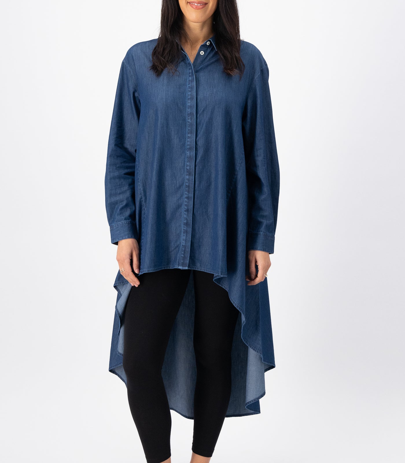 Organic Cotton Denim Long Shirt Bhumi Fairtrade Organic Cotton