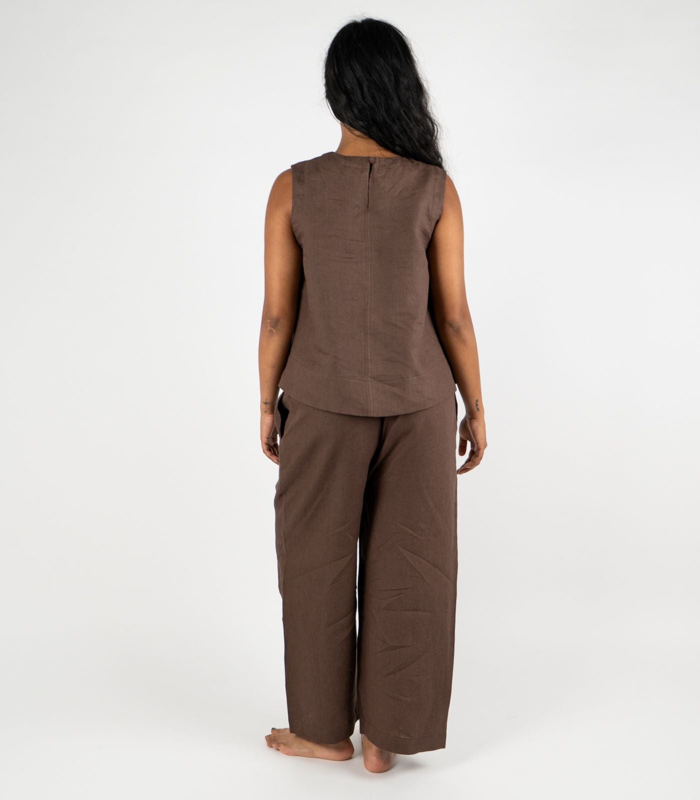 Organic Linen Balloon Lounge Pants - Chocolate