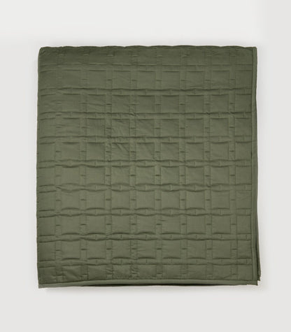 Bhumi Organic Cotton - Pet Quilted Blanket - Lattice Design - Bronze Green