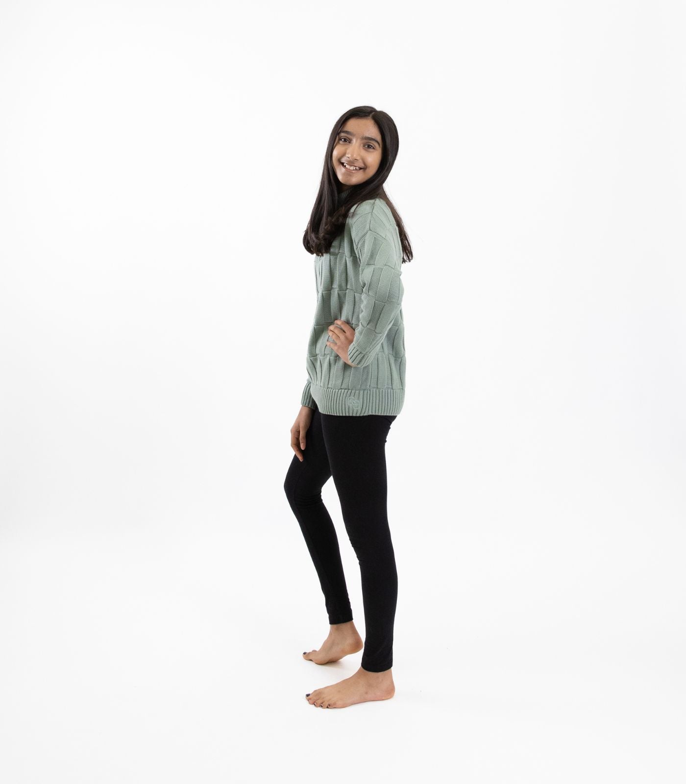 Bhumi Organic Cotton - Kids High Neck Sweater - Mint