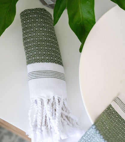 Turkish Khadi Hand Towel - Bronze Green
