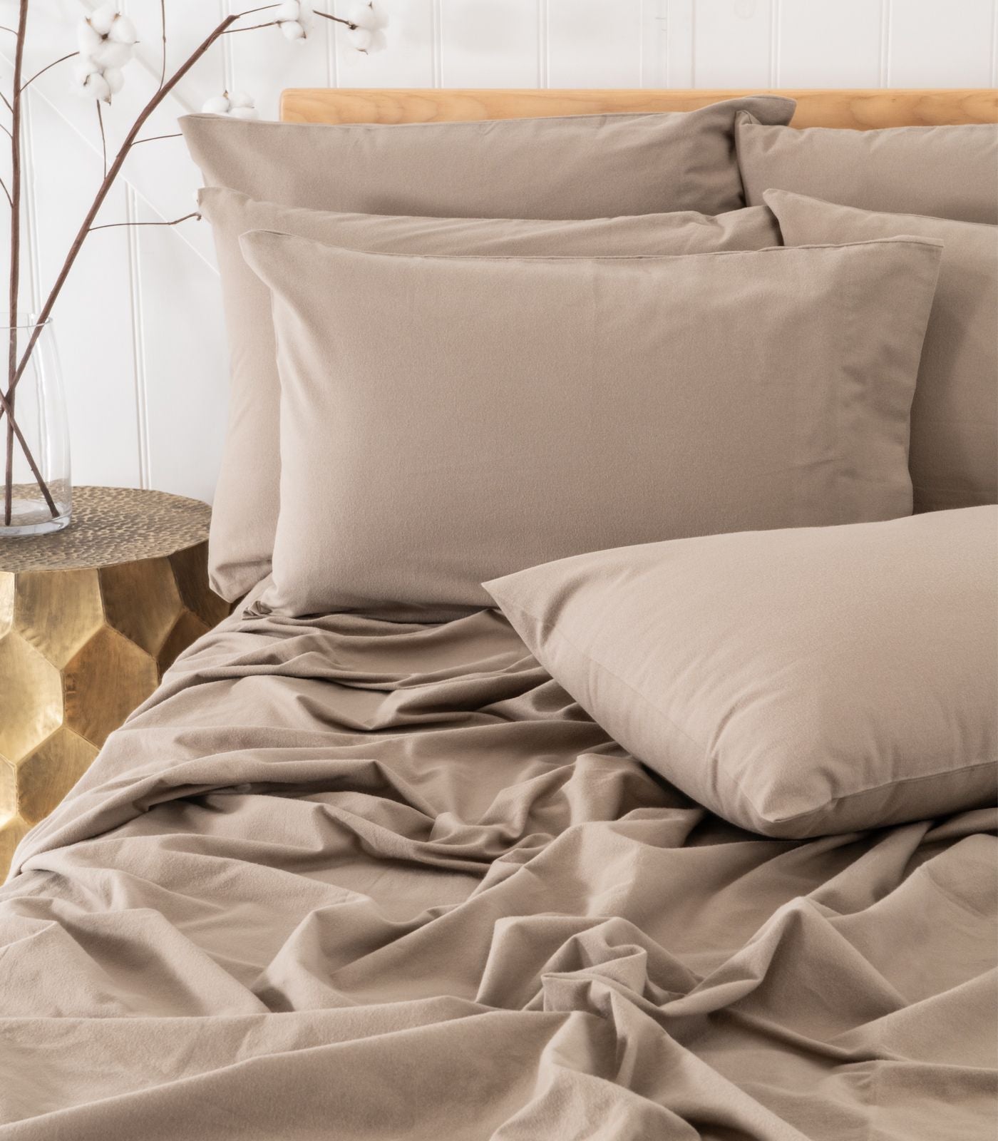 Bhumi Organic Cotton - Flannelette Sheet Set - Golden Taupe