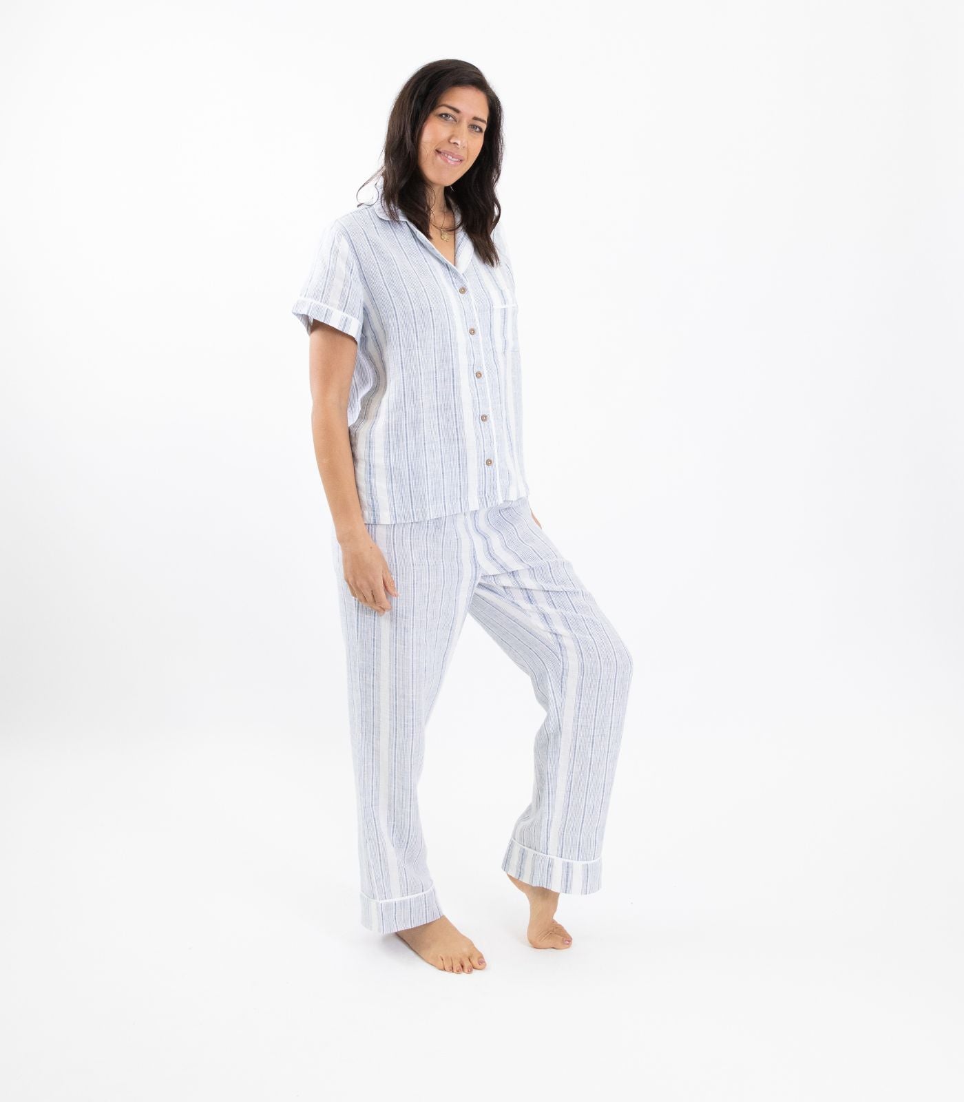 Organic Linen Short Sleeve PJ Set Bhumi Fairtrade Organic Cotton