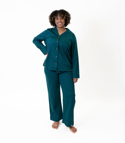 Bhumi Organic Cotton - Sateen Long PJ Set - Peacock Green