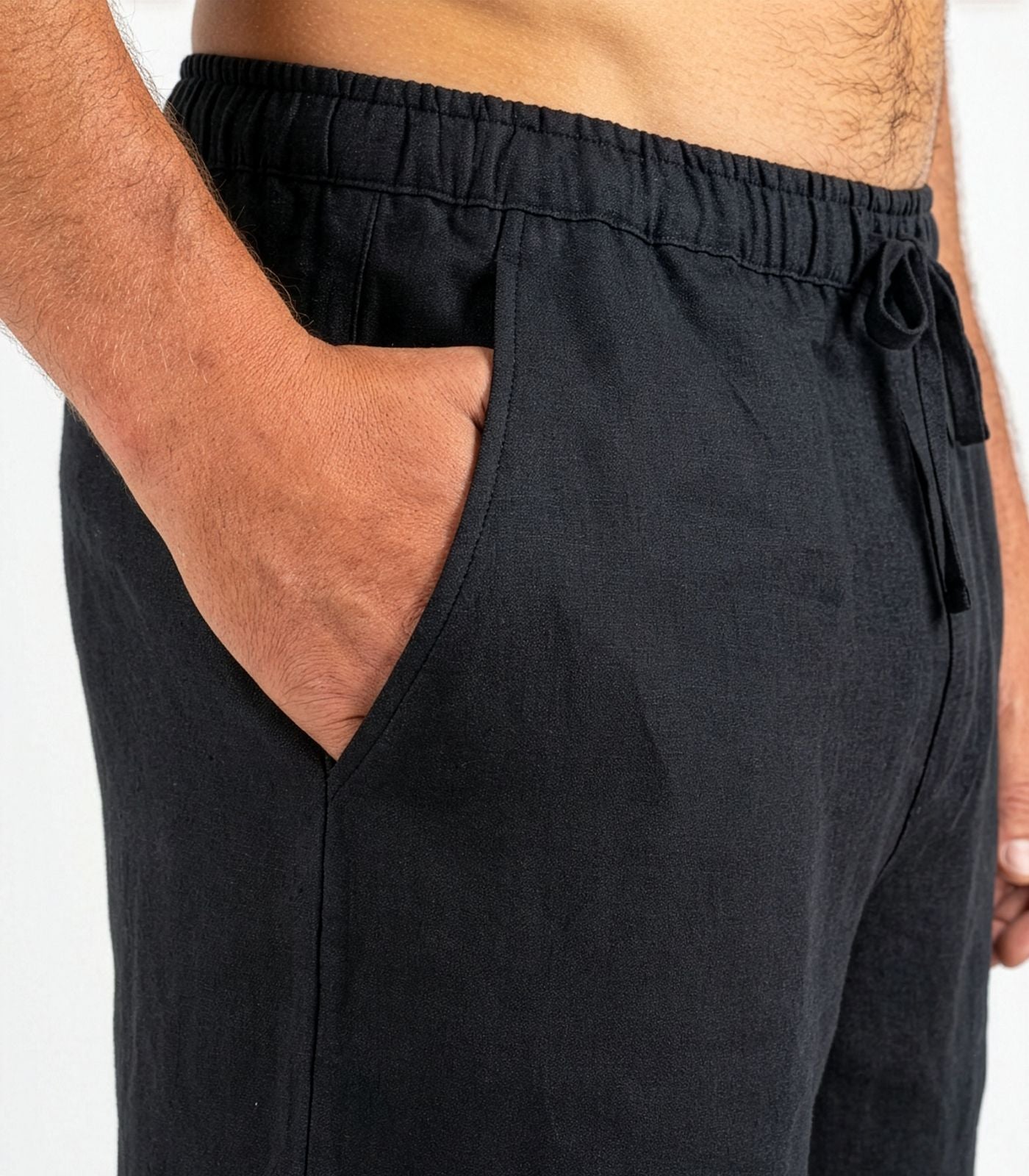 Men’s Organic Linen Lounge Shorts - Black