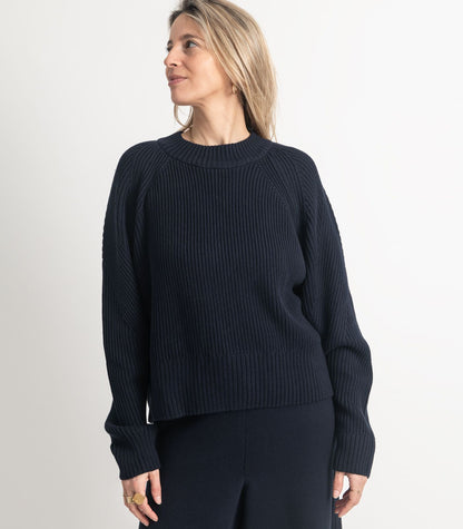 Bhumi Organic Cotton - Rib Knit Jumper - Navy