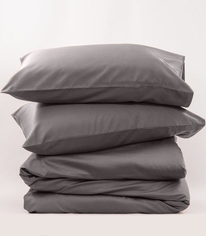 Bhumi Organic Cotton - Sateen Plain Quilt Cover - Silver Grey