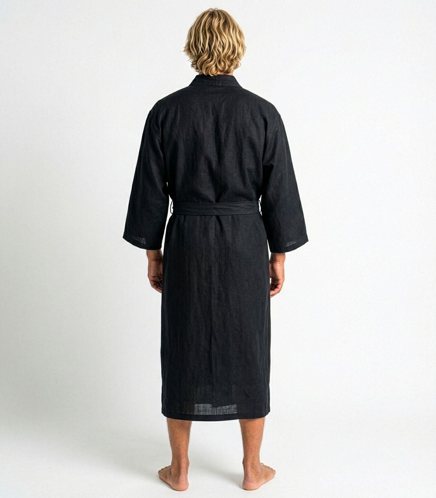Organic Linen Robe - Black
