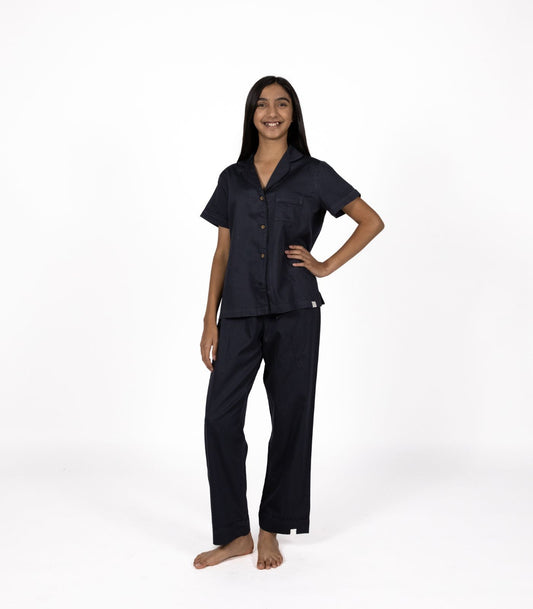 Bhumi Organic Cotton - Kids Sateen Short Sleeve PJ Set - Charcoal