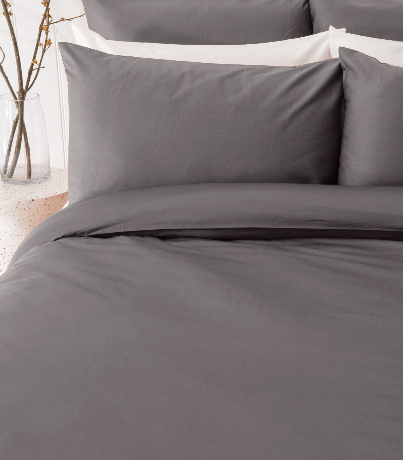 Bhumi Organic Cotton - Sateen Plain Quilt Cover - Silver Grey