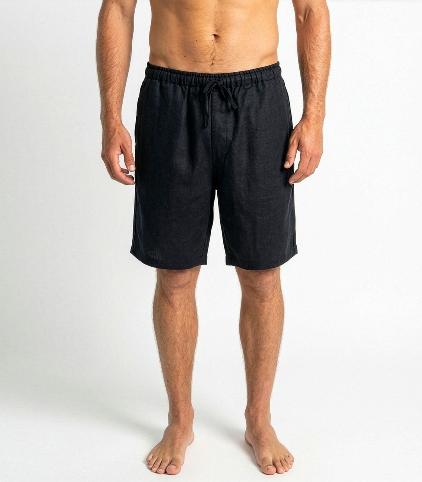 Men’s Organic Linen Lounge Shorts - Black