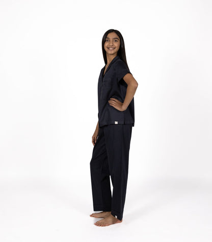 Bhumi Organic Cotton - Kids Sateen Short Sleeve PJ Set - Charcoal