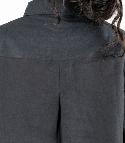 Organic Linen Lounge Shirt - Black