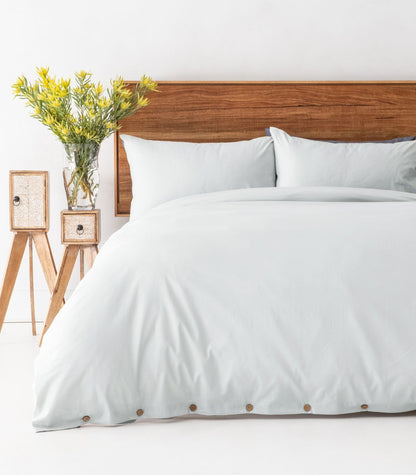 Bhumi Organic Cotton - Sateen Plain Quilt Cover - Glacier