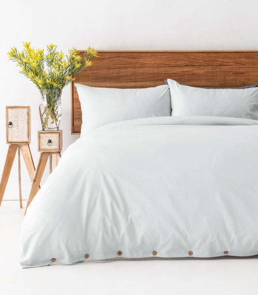Bhumi Organic Cotton - Sateen Plain Quilt Cover - Glacier