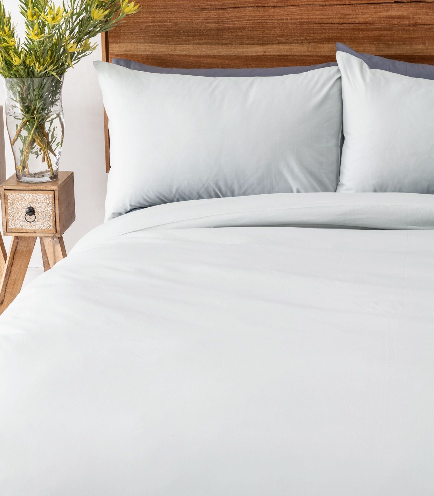 Bhumi Organic Cotton - Sateen Plain Quilt Cover - Glacier