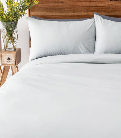 Bhumi Organic Cotton - Sateen Plain Quilt Cover - Glacier