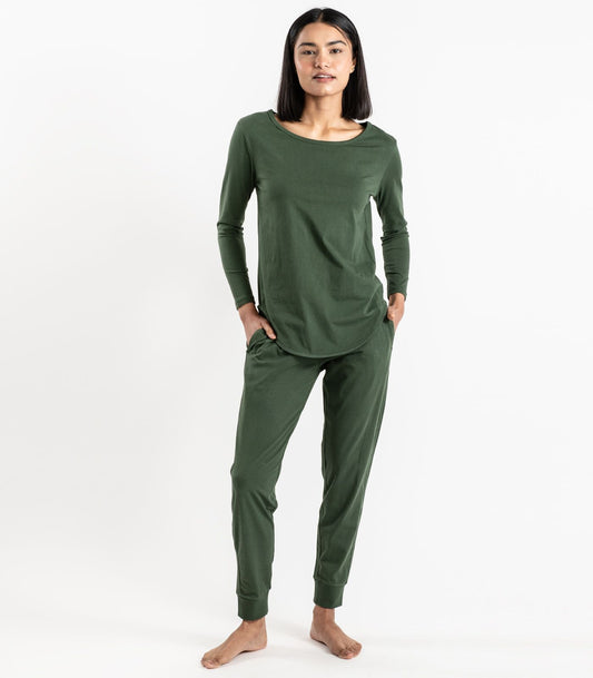 Bhumi Organic Cotton - Jersey Knit Long PJ Set - Kombu Green