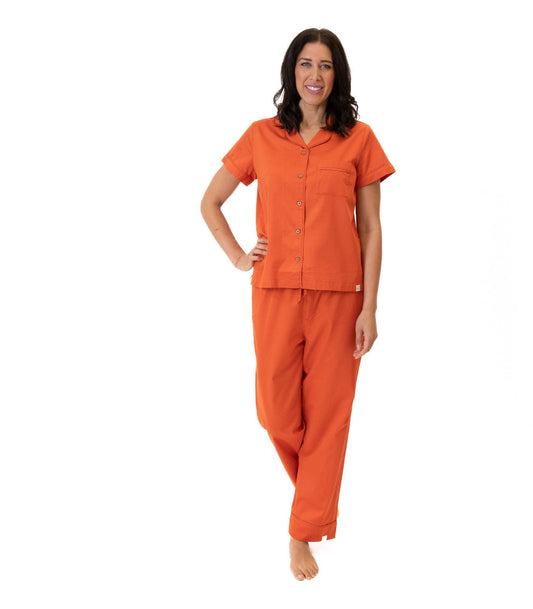 Bhumi Organic Cotton - Sateen Short Sleeve PJ Set - Saffron