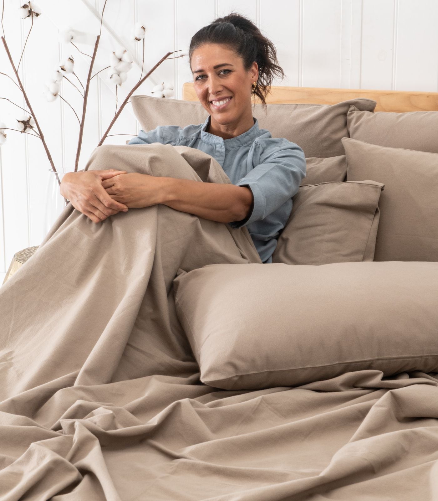 Bhumi Organic Cotton - Flannelette Sheet Set - Golden Taupe