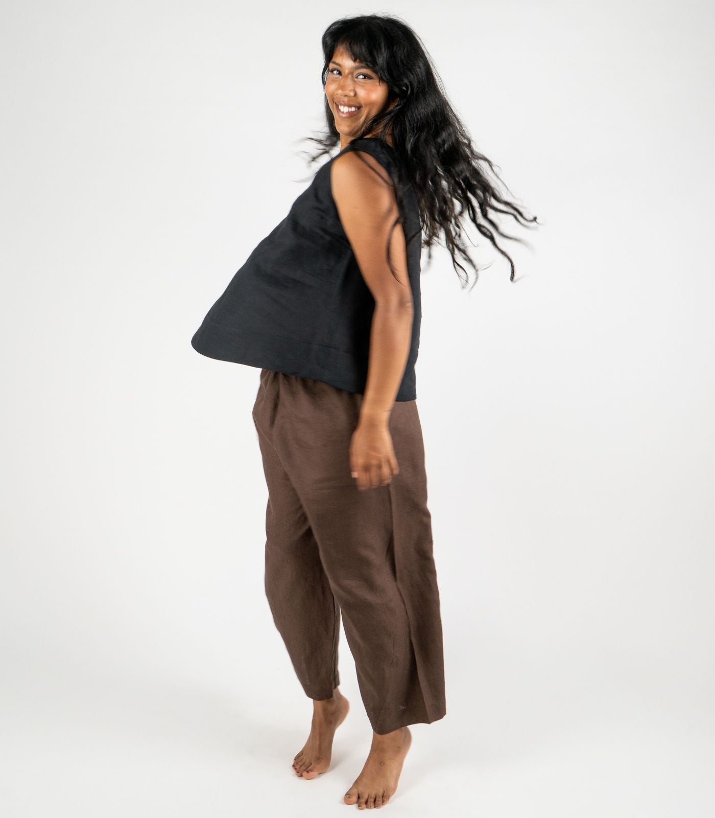 Organic Linen Balloon Lounge Pants - Chocolate