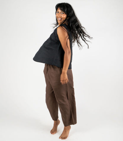 Organic Linen Balloon Lounge Pants - Chocolate