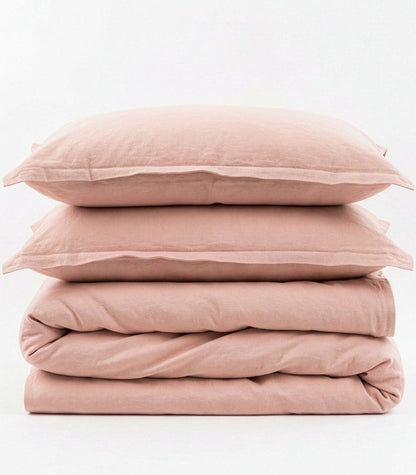 Linen Quilt Cover Set - Terracotta Blush