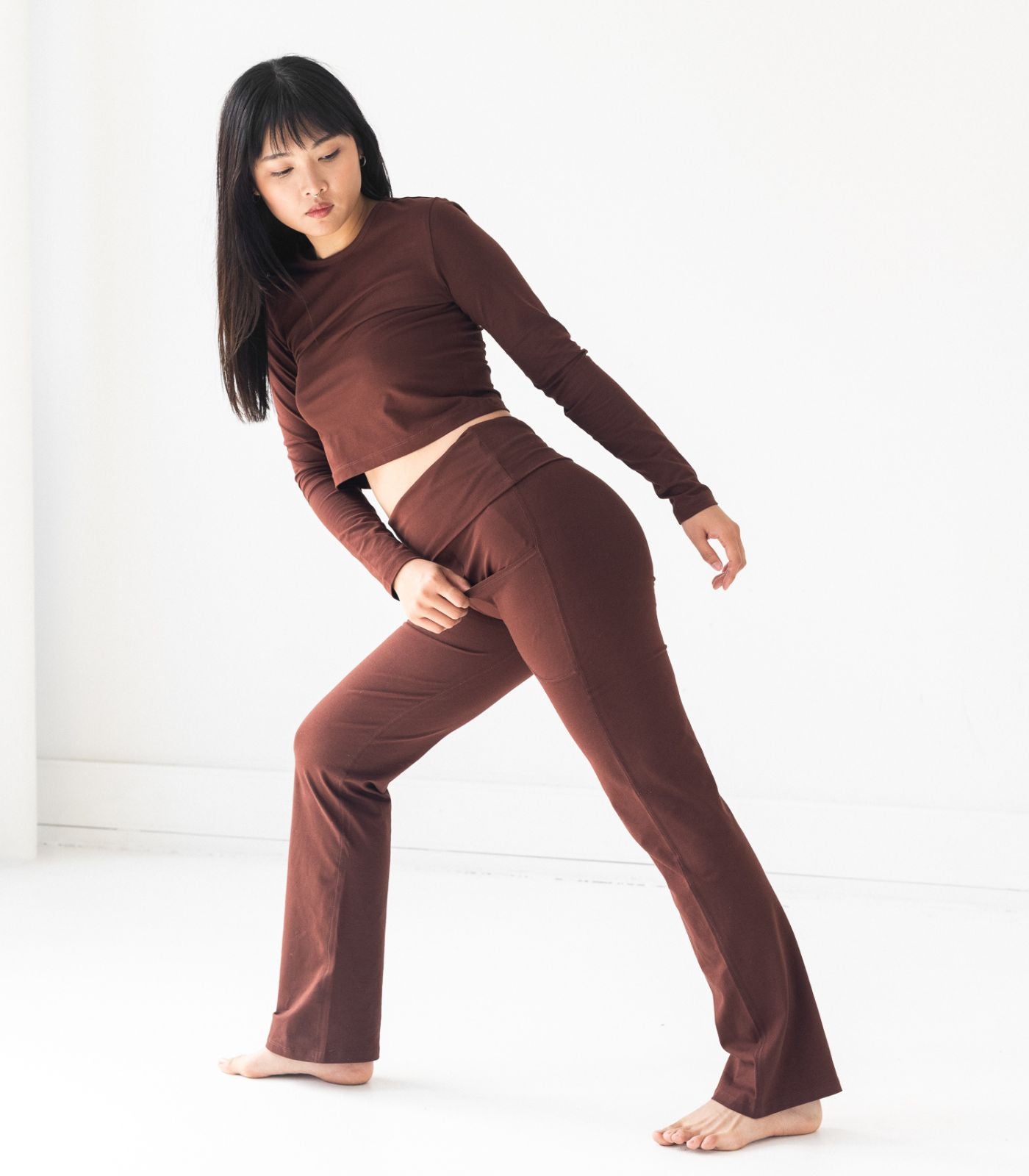 Pocket Wide Leg Leggings - Espresso
