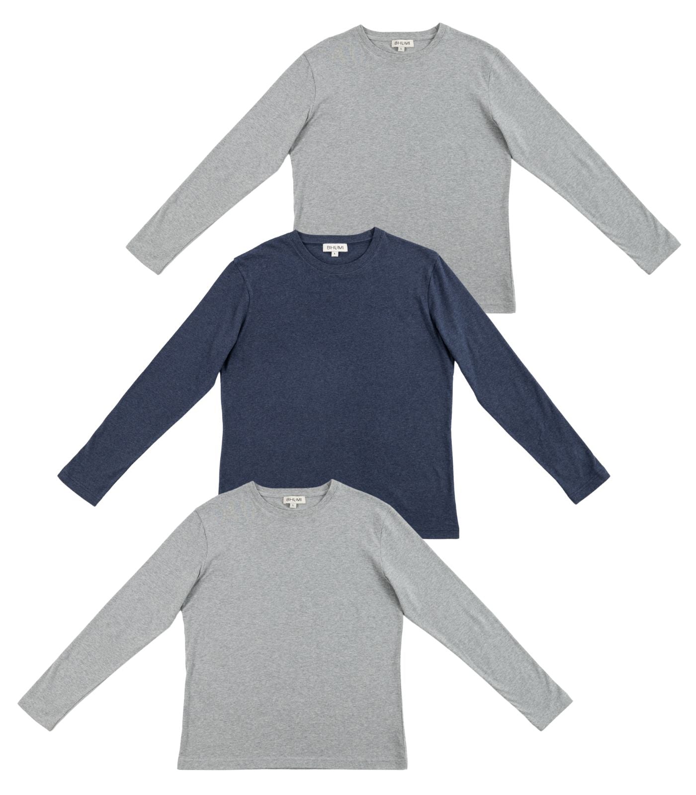 Bhumi Organic Cotton - Men’s Basic Long Sleeve Top (3 Pack) - New Arrival 