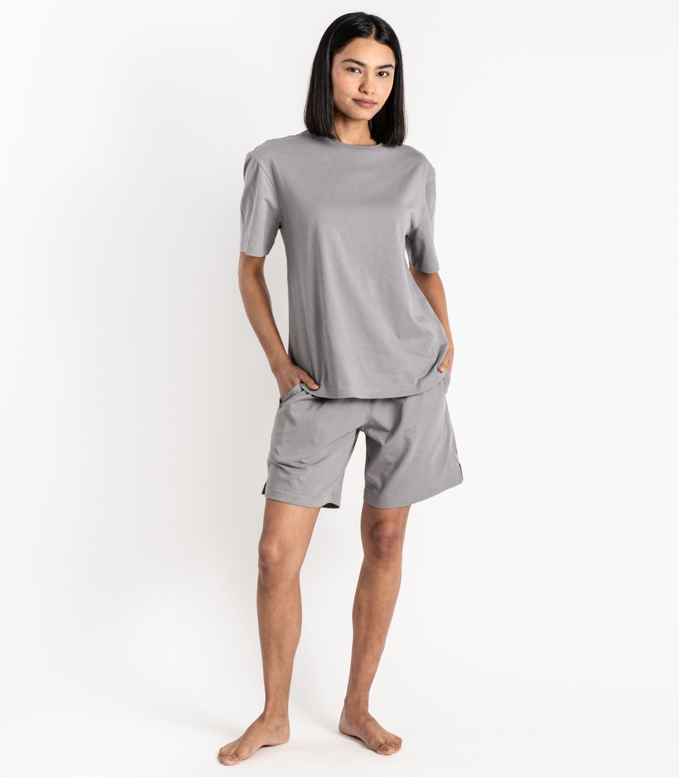 Bhumi Organic Cotton -Jersey Knit Short PJ Set - Titanium