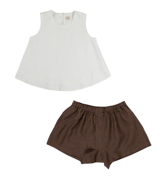 Organic Linen Boxy Lounge Shorts & Sleeveless Lounge Shirt