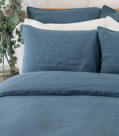 Linen Quilt Cover Set - Indian Teal