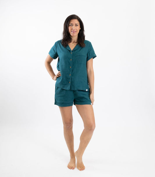 Linen Shorts > ORGANIC Blue + Green Combo