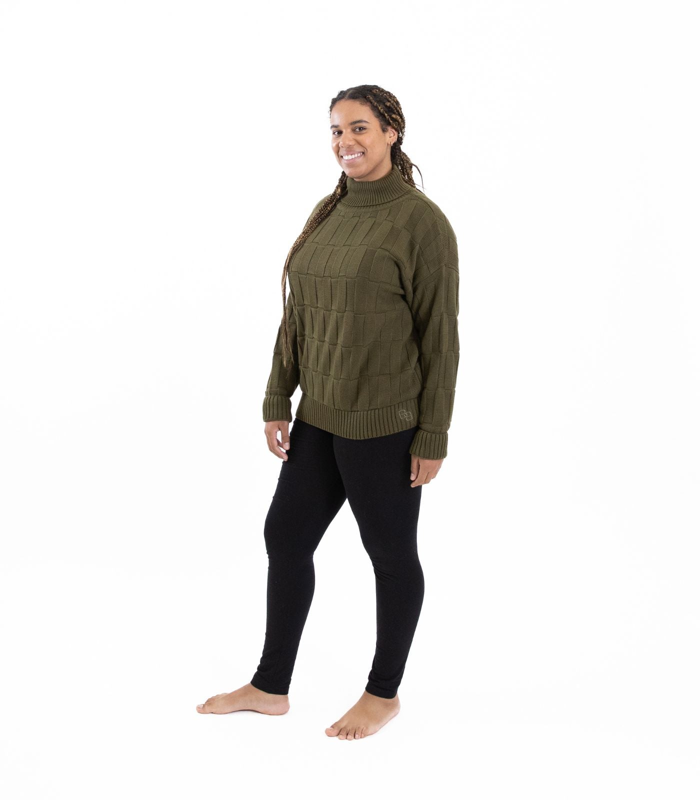 Bhumi Organic Cotton - High Neck Sweater - Moss