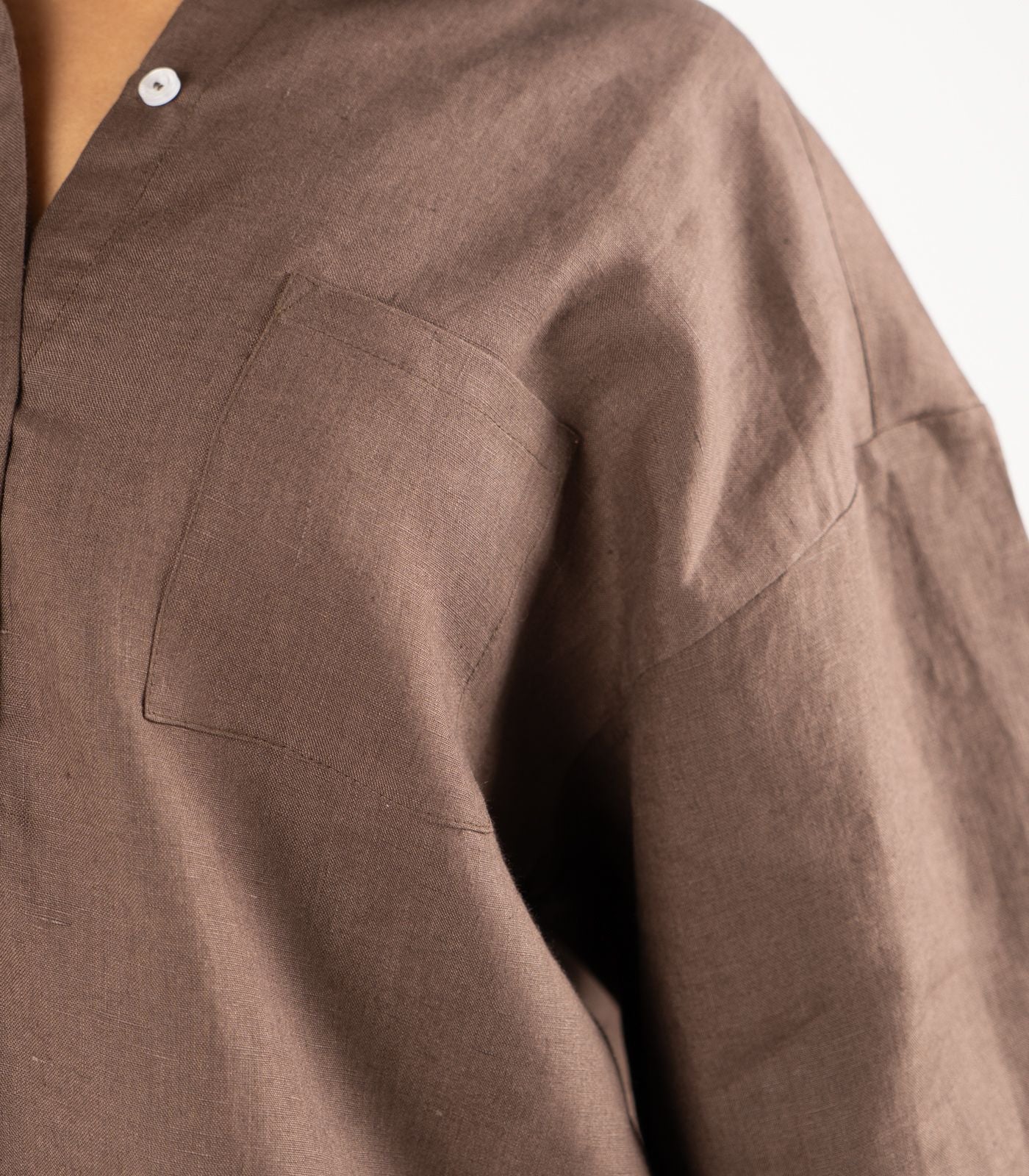Organic Linen Lounge Shirt - Chocolate