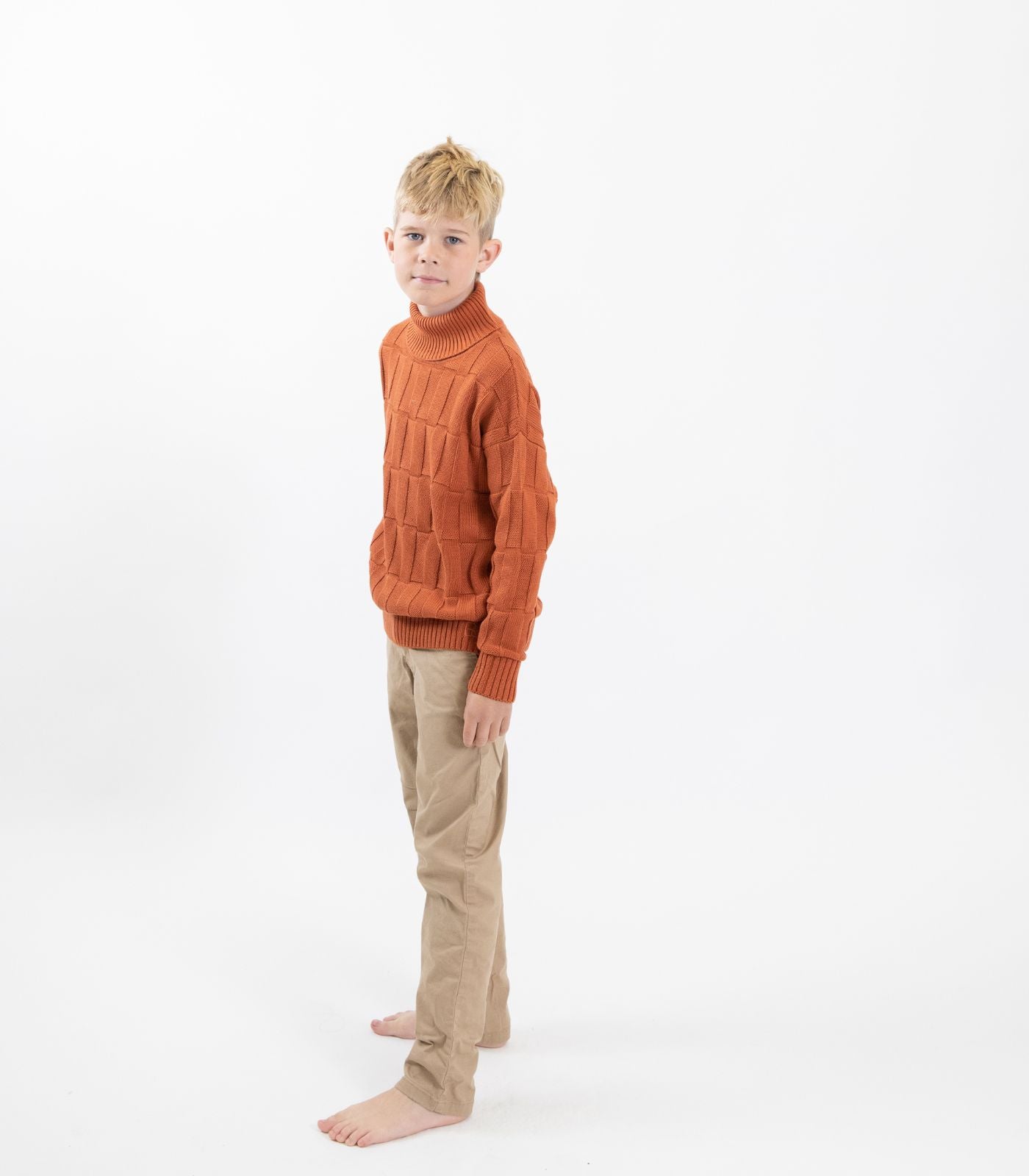 Bhumi Organic Cotton - Kids High Neck Sweater - Rust