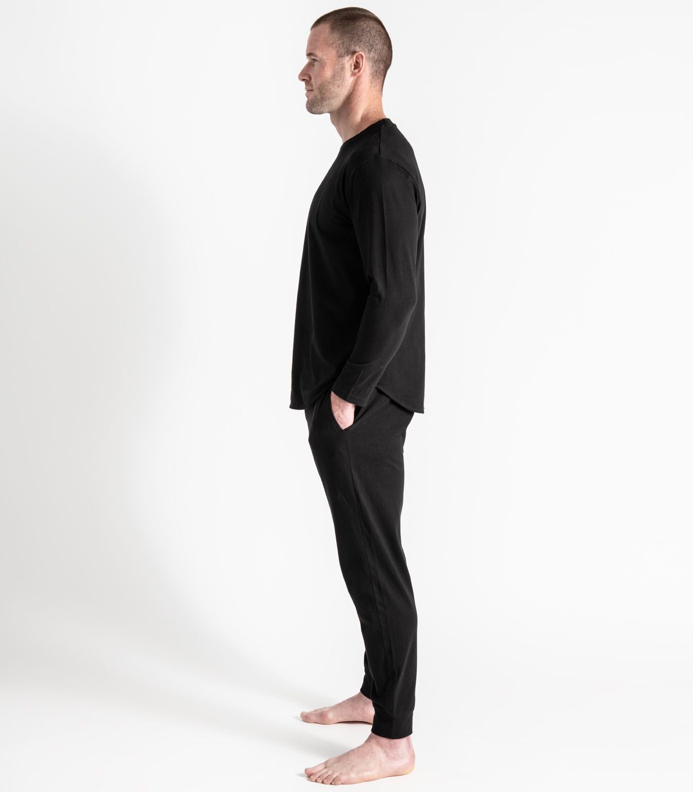 Bhumi Organic Cotton - Men's Jersey Knit Long PJ Set - Black