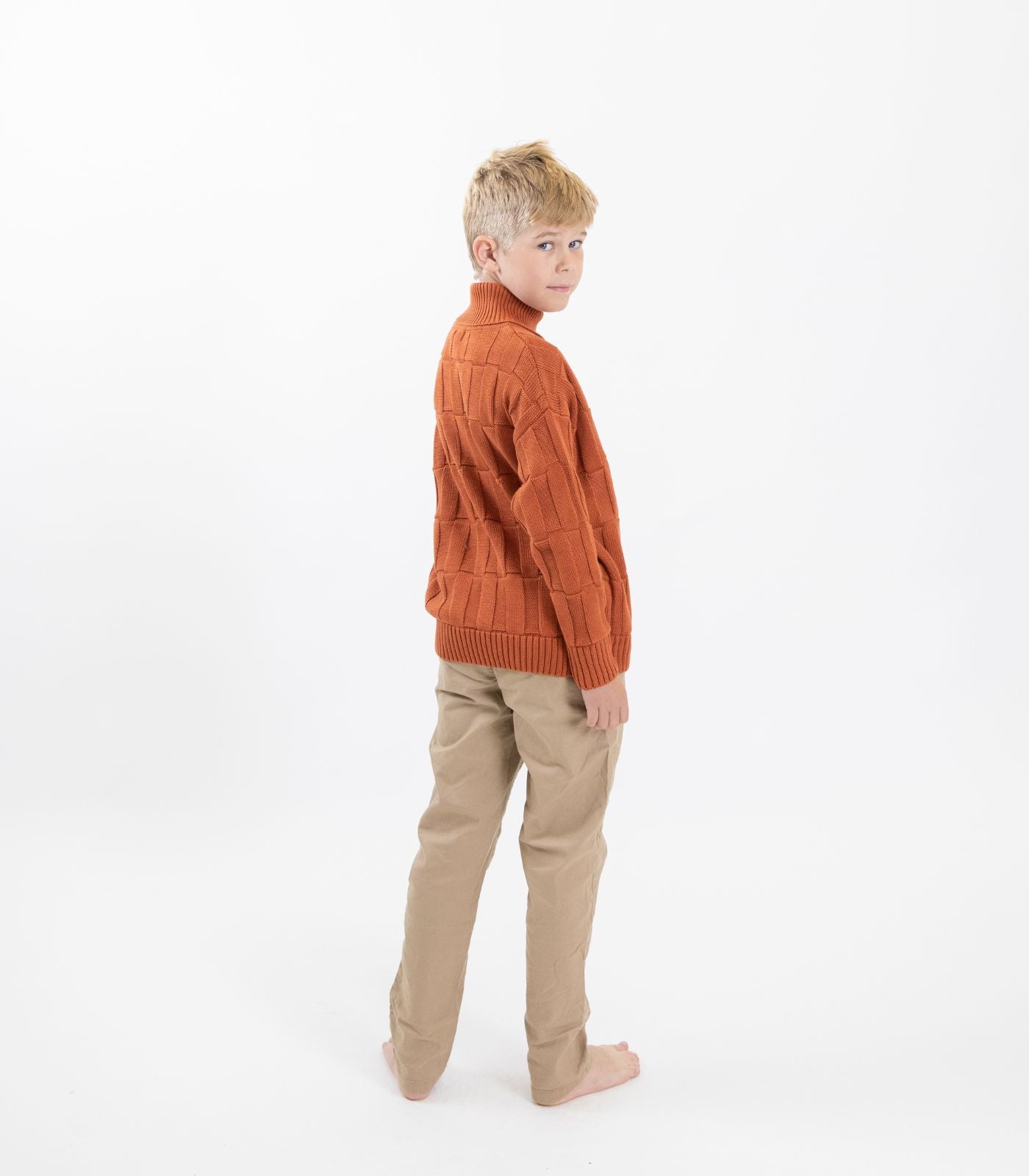 Bhumi Organic Cotton - Kids High Neck Sweater - Rust