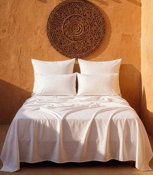 Bhumi Organic Cotton - Sateen Sheet Set - White