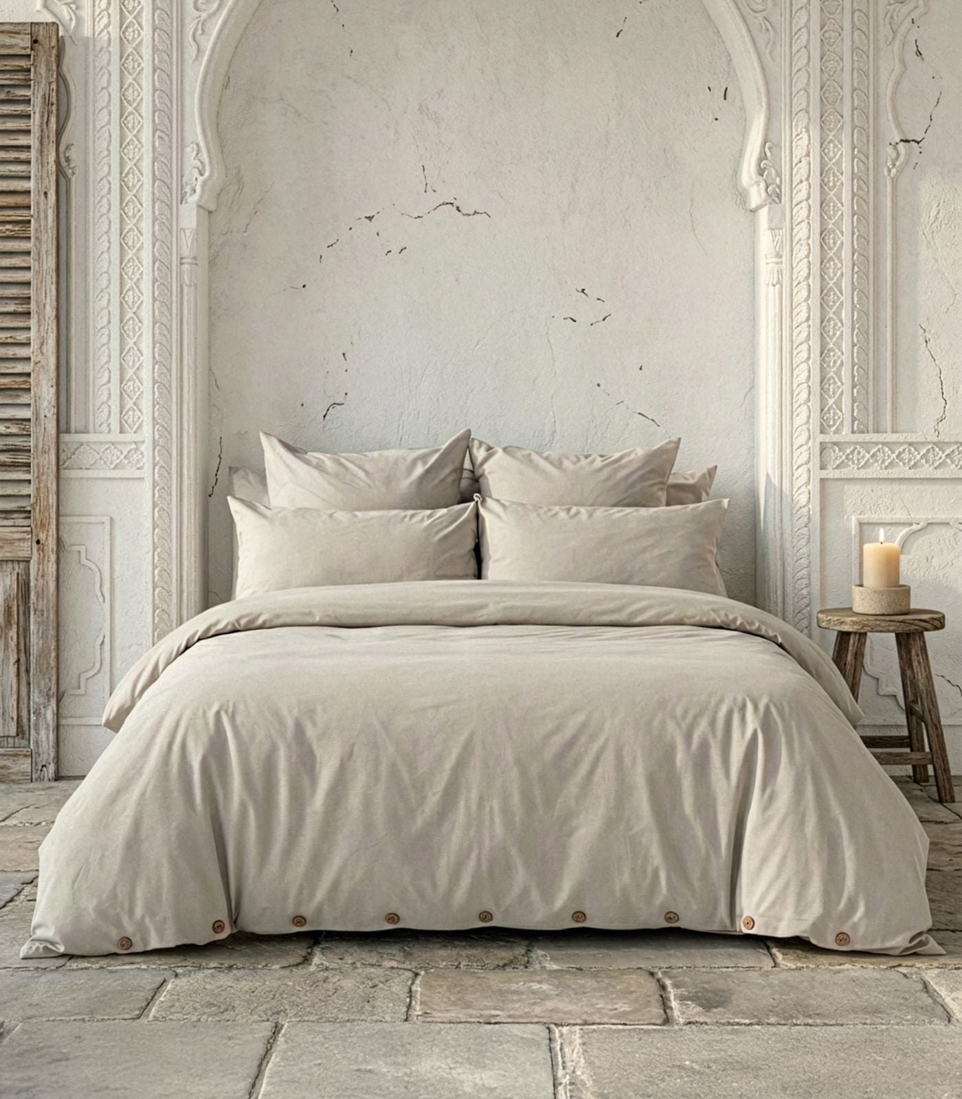 Percale Quilt Set - Light Grey
