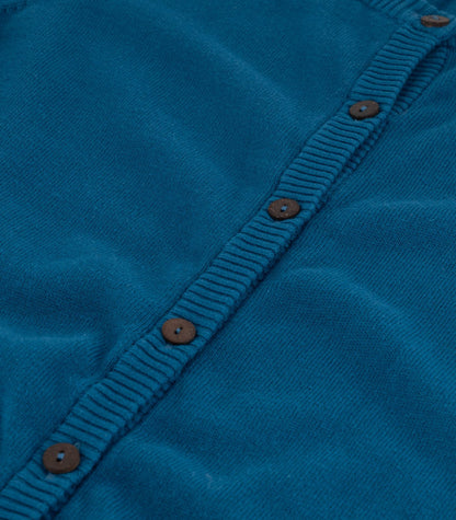 Bhumi Organic Cotton - Fine Knit Cardigan - Teal Blue