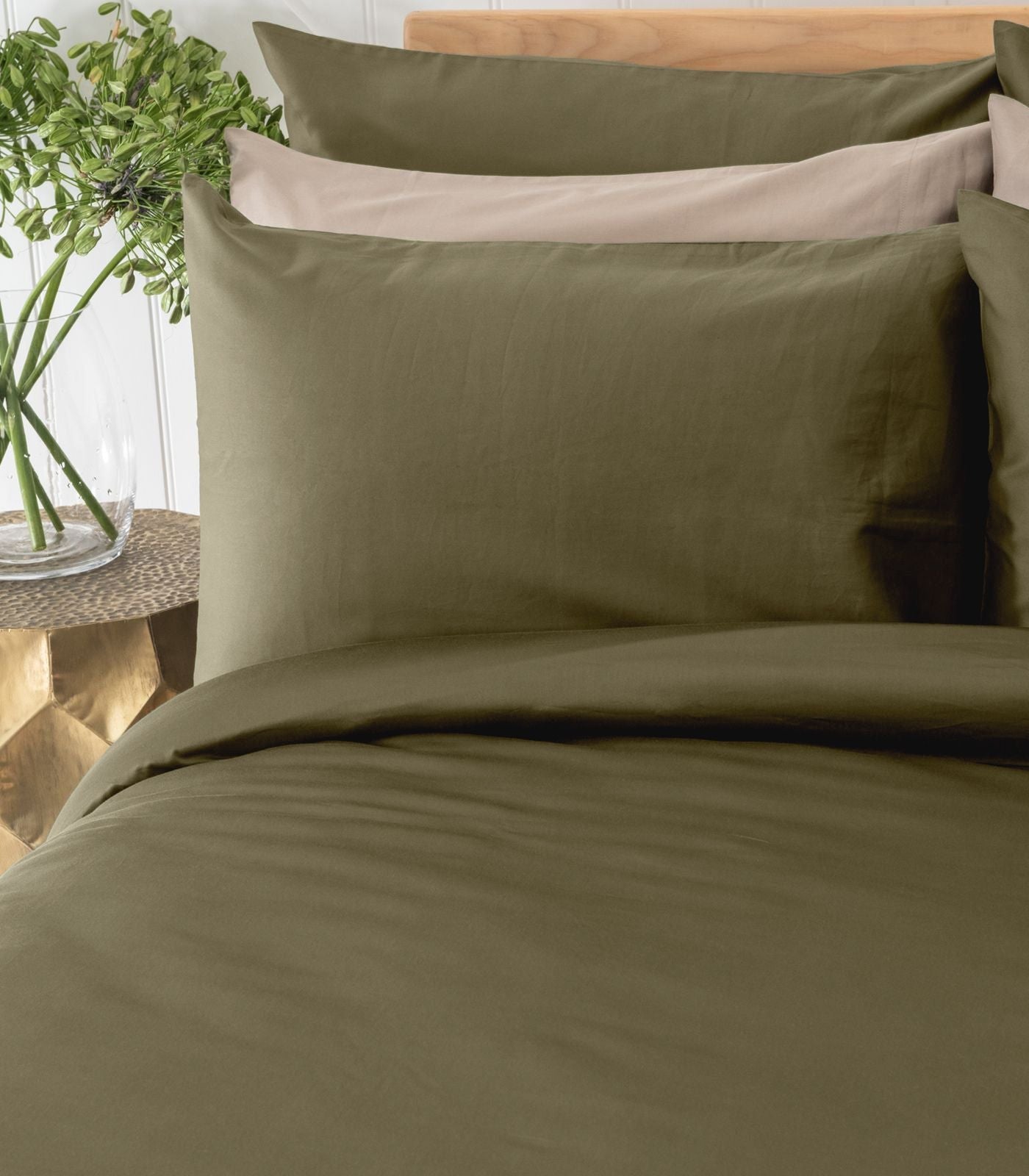 Bhumi Organic Cotton - Sateen Plain Quilt Cover - Olive