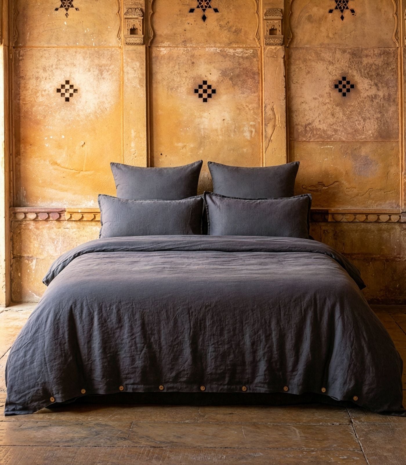 Linen Quilt Cover Set - Ash