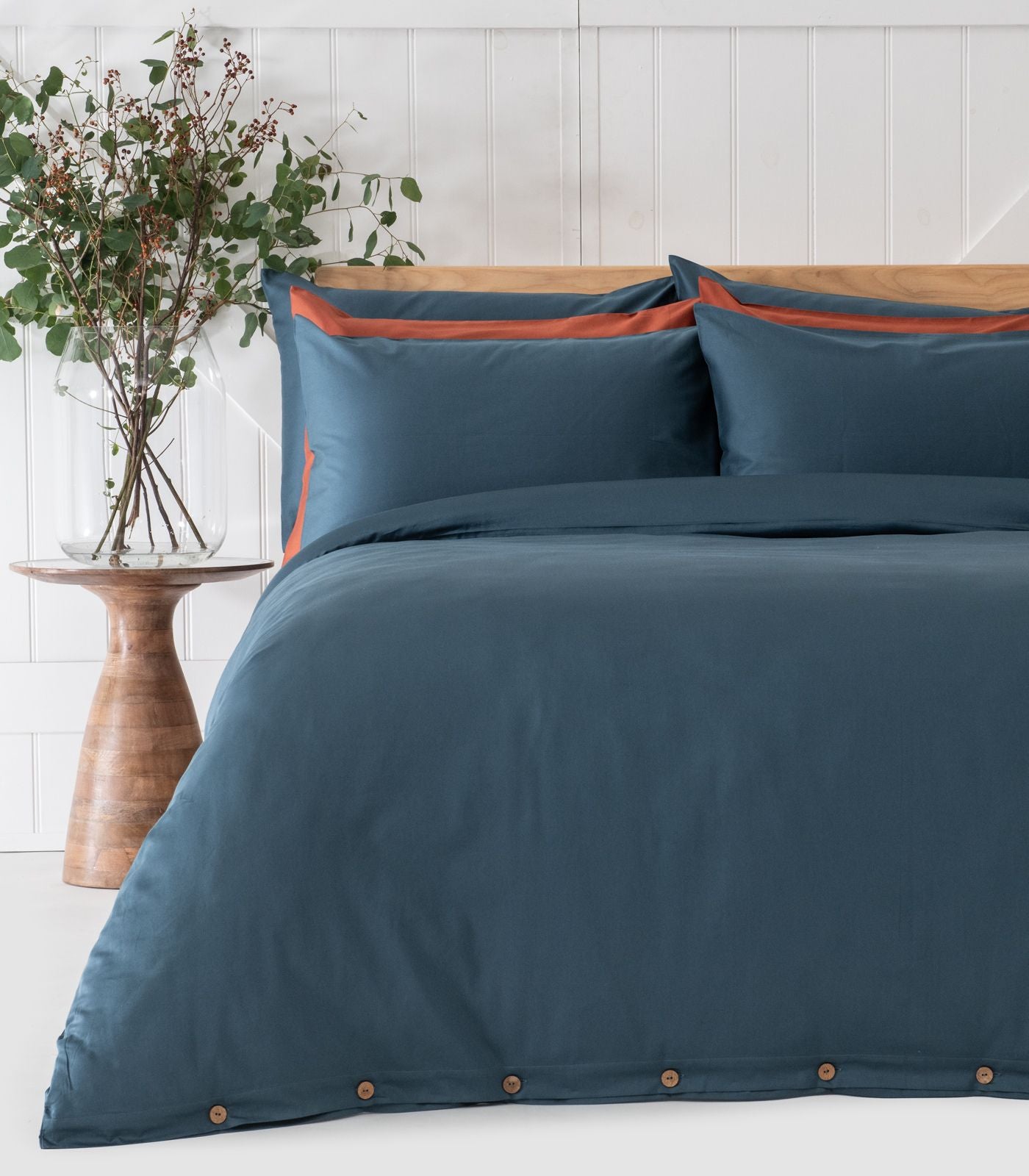 Bhumi Organic Cotton - Sateen Plain Quilt Cover - Indian Teal