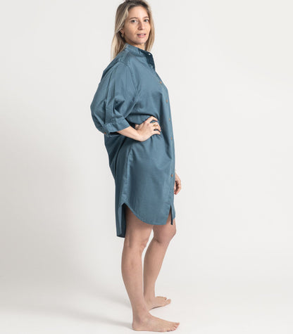 Bhumi Organic Cotton - Sateen Night Shirt - Indian Teal