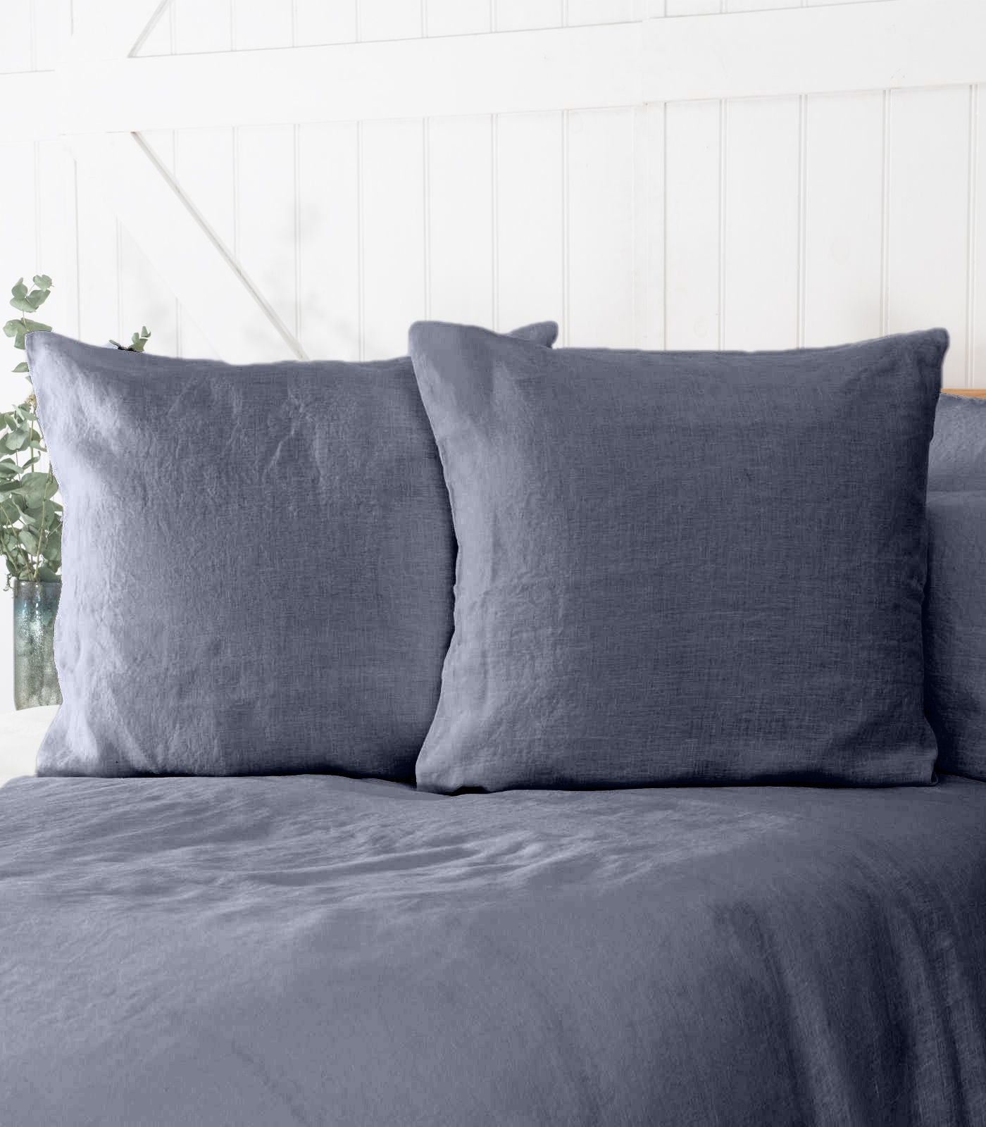 Linen Pillow Cases (pair) - European - Metallic Blue